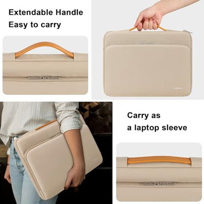 DOMISO 360 Protective Laptop Sleeve 14 inch Laptop Case with Handle Computer Carrying Case for MacBook Pro 14 inch M4 M3 M2 M1 Chip Pro,Beige - color: Beige, size: 14 inch