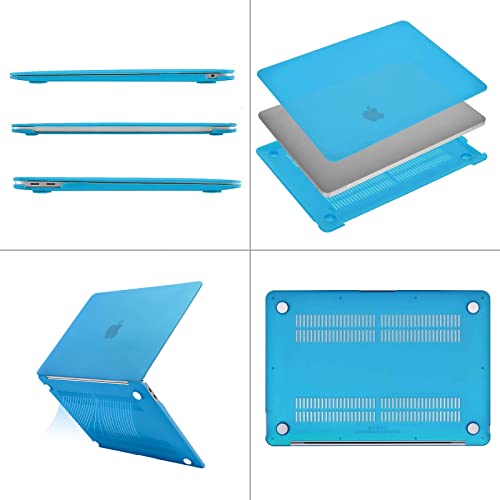 MOSISO Compatible with MacBook Air 13 inch Case M1 2021 2020 2019 2018 | A2337 A2179 A1932, Protective Hard Shell&Keyboard Cover&Screen Film&Pouch for MacBook Air 13.3 inch Case, Aqua Blue - color: Aqua Blue
