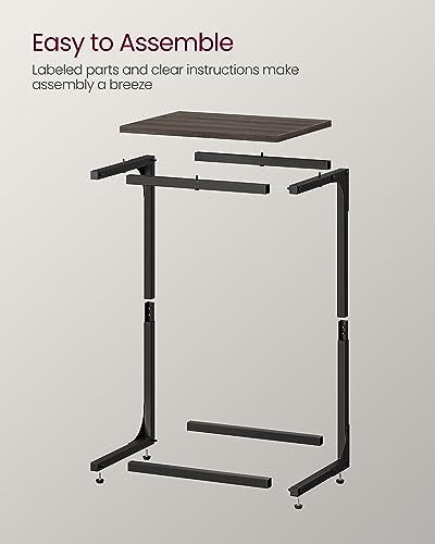 VASAGLE C-Shaped End Table, Side Table for Sofa, Couch Table with Metal Frame, Small TV Tray Table for Living Room, Bedroom, Chestnut Brown and Black ULET353B74 - color: Chestnut Brown + Black