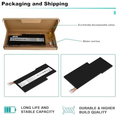 TREE.NB BTY-M6K Laptop Battery Compatible with MSI GS63VR GS73VR 7RG Stealth Pro GF63 Thin 8RB 8RC 8RD 9SC GF75 Thin 10SDR 9SEXR 9SD GS73 8RF MS-16K3(11.4V-52.4Wh) - size: 8.54x3.62x0.24inch BTY-M6K