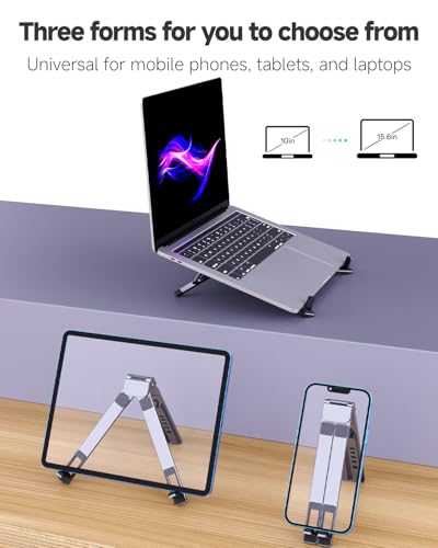 Laptop Stand for Desk, Foldable Adjustable Computer Riser | 3-in-1 Riser Holder for Laptop/Tablet/Phone, X-Frame Foldable Stand Compatible with MacBook Air Pro/HP/Dell/iPad/iPhone