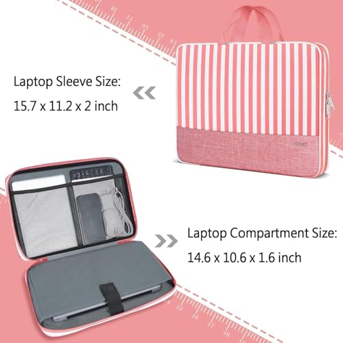 Ytonet Laptop Sleeve Case 16 inch, 15-15.6 Inch Laptop Cover with Handle | Compatible with HP, Dell, Lenovo, Asus Notebook, Protective, TSA, Water Resistant, Gift for Women, Pink Stripes - color: Stripes Pink, size: 16 inch
