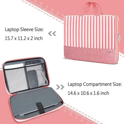 Ytonet Laptop Sleeve Case 16 inch, 15-15.6 Inch Laptop Cover with Handle | Compatible with HP, Dell, Lenovo, Asus Notebook, Protective, TSA, Water Resistant, Gift for Women, Pink Stripes - color: Stripes Pink, size: 16 inch