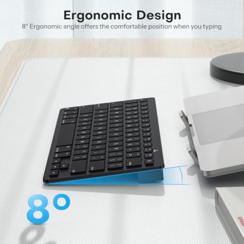 OMOTON Ultra-Slim Wireless Keyboard for Mac, Stable Bluetooth Connection, Ergonomic Tilt Angel, Auto Sleep Energy Saving & Portable for Business Trip & Travel, Compatible with MacOS 10.10+, Black - color: Black