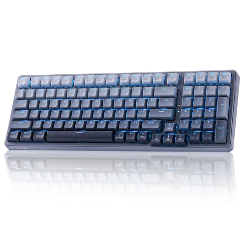 E-YOOSO Z-99 96% Tri-Mode Wireless Gasket Keyboard, Hot-Swap RGB | Pre-lubed linear switches, 15 RGB modes, macro recording, music rhythm, durable PBT keycaps, 99-key layout. - color: Gray