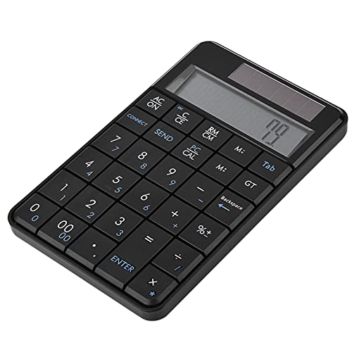 2.4G USB Numeric Keypad, 2 in 1 Mini Portable Numpad with LCD Display and USB Receiver and Calculator Function, Support Solar Power and 2 AAA Batteries
