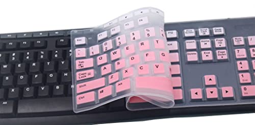 Ultra Thin Desktop PC Silicone Clear Keyboard Cover Skin Protector Compatible for Logitech MK370 MK295 MK275 MK270 Wireless Keyboard, Logitech K200 K260 K270 MK200 MK260 Keyboard (Gradient Pink) - color: Gradient Pink