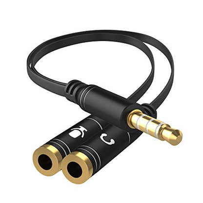 Headphone Splitter Adapter, 3.5mm Audio + Mic 4 Pole TRRS Splitter (3.5mm Male to 2X 3.5mm Female) Jack Y Cable Compatible for Gaming Headset to PS4/Xbox One/Phone/Laptop CTIA - 8inch/20CM