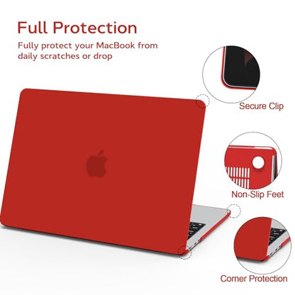 B BELK for MacBook Air 15 inch Case M5 2026 2025 2024 2023 M4 M3 M2, Red | Matte Plastic Laptop Hard Shell Case with Keyboard Cover & Screen Protector, Model A3448 A3241 A3114 A2941, Easy Snap-On - color: Red