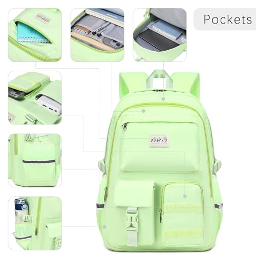 abshoo School Backpack for Girls Bookbag with Lunch Bag Teen Girls School Bag Travel Daypack (Greenyellow) - color: Greenyellow