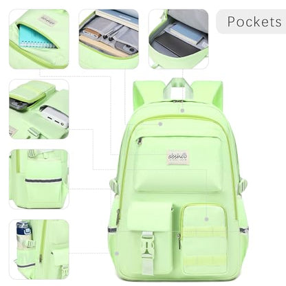abshoo School Backpack for Girls Bookbag with Lunch Bag Teen Girls School Bag Travel Daypack (Greenyellow) - color: Greenyellow