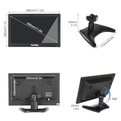 12 inch FHD Small IPS Monitor LCD Display Screen 1920x1080 60Hz 16:9 with BNC VGA AV Input Built-in Lounspeakers for CCTV Security Camera DVR PC RasPi - color: 12 Inch 1920x1080