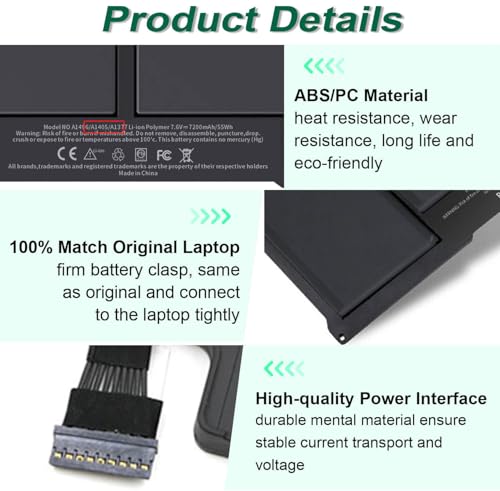 A1405 A1466 Laptop Battery for MacBook Air 13 inch A1466(Mid 2012, Mid 2013, Early 2014, Early 2015, 2017) A1369(Late 2010, Mid 2011 Version) fits A1496 A1377 [EMC :2925, 2469, 2559, 2392, 2632, 3178] - size: 11.5*5.27*0.25inch