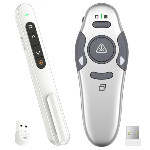 QUI Presenter Clicker Bundle | Pen-Shaped USB A White & Remote-Shaped USB A Silver