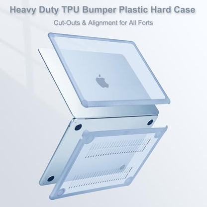 MOSISO Compatible with MacBook Air 15 inch Case M5 2026 M4 M3 M2 2025-2023 | A3448 A3241 A3114 A2941,Anti-Cracking,Heavy Duty Shock-Absorbing Hard Shell Case with TPU Bumper&Keyboard Cover, Sky Blue - color: Sky Blue