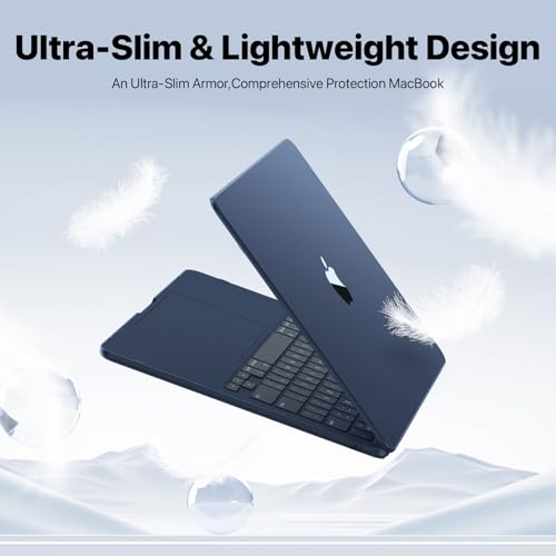 Macaset Case Compatible with MacBook Air 15 inch M5 2026-2023 M4-M2 Cover | Model A3448 A3241 A3114 A2941, Plastic Hard Shell Case & Scratch-Resistant - color: Midnight Clear