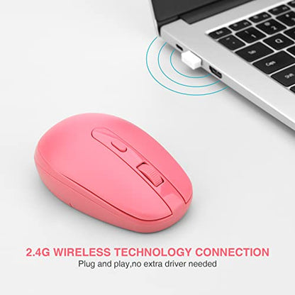 Rii Wireless Mouse RM700 2.4G Silent Mouse with USB Nano Receiver for Laptop,PC,Mac,Chromebook,Windows (Pink) - color: PINK