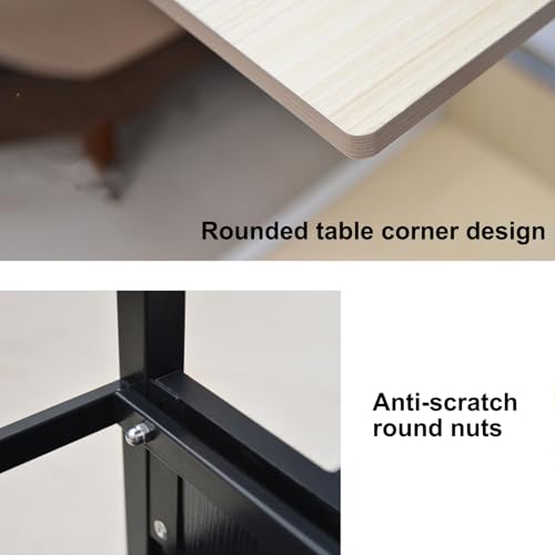Overbed Table with Wheels Adjustable Height Small, Mobile Laptop Bedside Table, Living Room Sofa Side Table, Mobile Trolley Table for Bedroom, Hospital, Living Room(Black) - color: Black