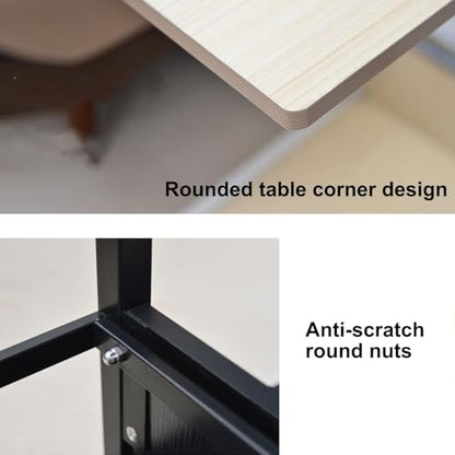 Overbed Table with Wheels Adjustable Height Small, Mobile Laptop Bedside Table, Living Room Sofa Side Table, Mobile Trolley Table for Bedroom, Hospital, Living Room(Black) - color: Black