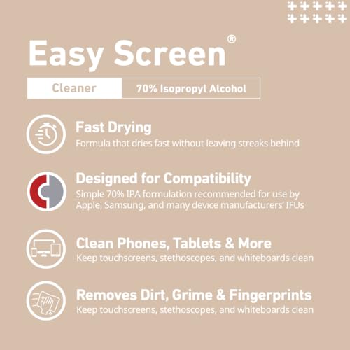 Easy Screen Cleaning Wipes, Electronic Screen Cleaning, Laptops, Monitors, Phone, Tablet, TV Screen Cleaning Wipe, 70 Wipes per Canister, Large 9"x 6" Durable Wipe (Pack of 3) - size: 1 Count (Pack of 210)