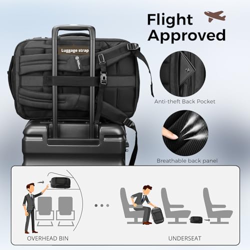 Swissdigital Design Travel Backpack 40L,TSA Friendly Flight Approved Carry-on Hand Luggage,with USB Charging Port Large Weekender Bag Fits 17 Inch Laptop Backpack Black | SD1756-01 - color: Black