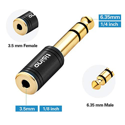 Tisino 3.5mm to 1/4 Stereo Adapter, 1/8 inch Female to 1/4 inch Male Aux Jack Converter Headphone Adapter - Black, 1PCS | 1/8" to 1/4" Headphone Jack Converter for Amp, Mixer, Guitar, Gold-Plated TRS Stereo Aux Adapter Audio Plug - size: Adapter 1 PCS