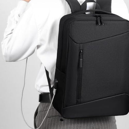 Men Business Laptop Backpack, Waterproof Travel Backpack | with USB Charging Port, College School Computer Bag, for Work Carry - color: Gray