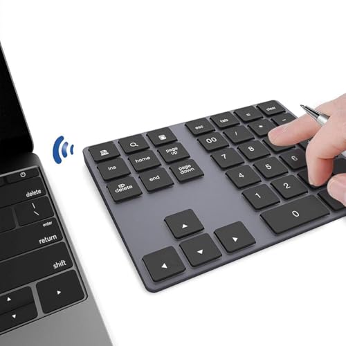 JOYEKY Bluetooth Number Pad, Wireless Numeric Keypad, USB-C Rechargeable External 34-Keys Numpad, Financial Data Entry Keyboard for iMac, MacBook Air/Pro, PC Desktop, Laptop Notebook - color: A-Black