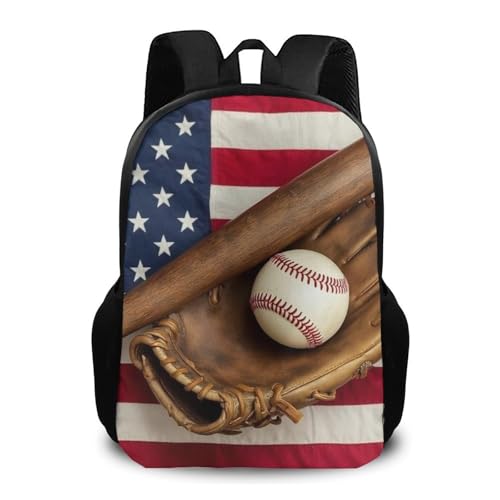 Fashion Computer Bag, Durable Travel Laptop Backpack, Water Resistant College Bag For Women Men Vintage Ball Baseball American Flag - color: Color575