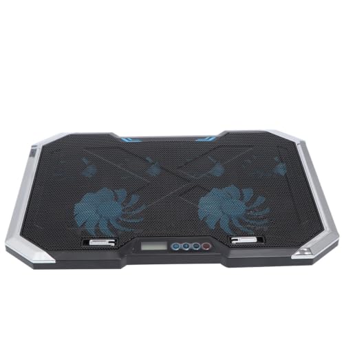Silent Laptop Cooling Pad and Quiet Cooling Design with 6 Fans and Adjustable Height Stand, Black Portable Laptop Cooler with Dual USB Ports, LED Display for Gaming and Office