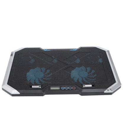 Silent Laptop Cooling Pad and Quiet Cooling Design with 6 Fans and Adjustable Height Stand, Black Portable Laptop Cooler with Dual USB Ports, LED Display for Gaming and Office