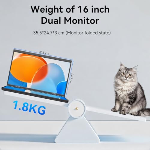 16 Inch Dual Touchscreen Portable Monitor, Laptop Screen Extender, 1920×1200 IPS 99% sRGB, USB-C & HDMI Plug&Play for Mac Windows Office Gaming Travel - size: 16inch touch