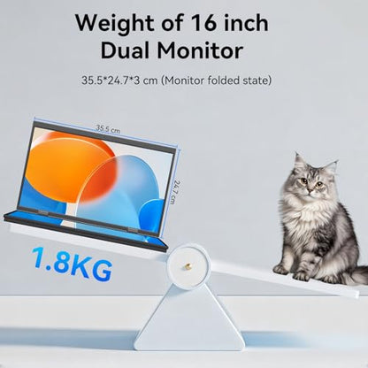 16 Inch Dual Touchscreen Portable Monitor, Laptop Screen Extender, 1920×1200 IPS 99% sRGB, USB-C & HDMI Plug&Play for Mac Windows Office Gaming Travel - size: 16inch touch