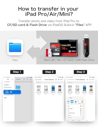 USB C SD Card Reader, ChiaoPio 4 in 1 USB-C to SD Memory Card Adapter with CompactFlash/CF/SD/MicroSD & USB 4 Port Compatible with iPhone 15 iPad Mac MacBook Pro/Air/Mini Laptop - size: 4 Port
