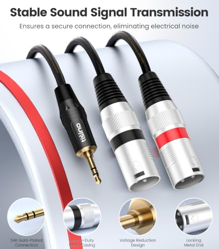 tisino 3.5mm to Dual XLR Stereo Cable 1/8 inch Mini Jack to 2 XLR Male Y Splitter Adapter Cord- 3.3 FT - size: 3.3 feet