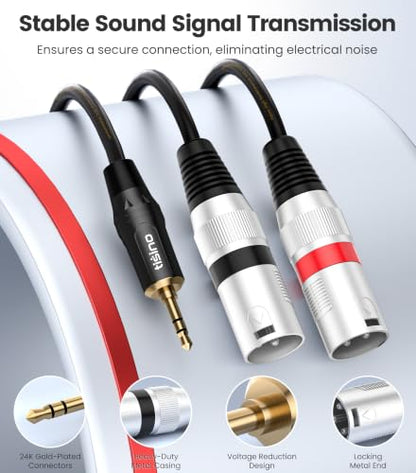 tisino 3.5mm to Dual XLR Stereo Cable 1/8 inch Mini Jack to 2 XLR Male Y Splitter Adapter Cord- 3.3 FT - size: 3.3 feet
