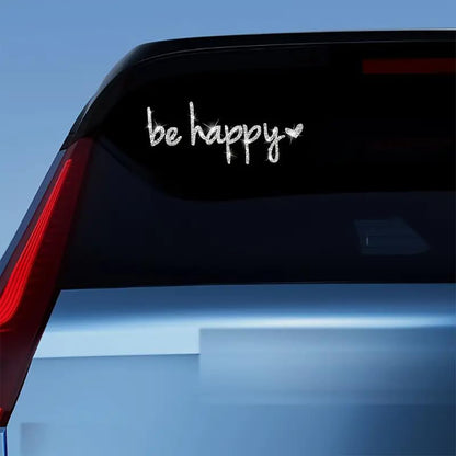 2pcs Sparkling Be Happy Glitter Heart-Shaped Self-Adhesive PVC Rainbow Glittery Decal Sticker for Cars, Laptops, Trucks, Motorcycles Wall Window Luggage Scratch Cover Door Multi-Surface Decor Sticker