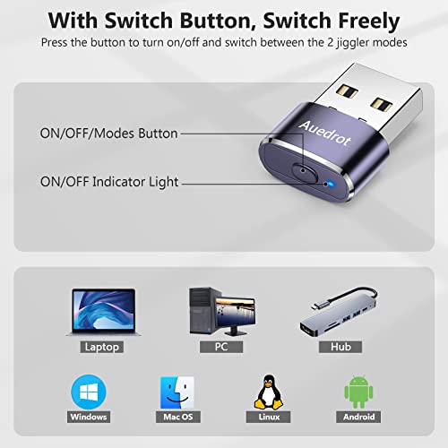 Auedrot USB Mouse Mover with Switch Button, Automatic Mouse Jiggler with 2 Modes, Keep Computer/Laptop Awake - Purple - color: Purple, style: 1 PCS