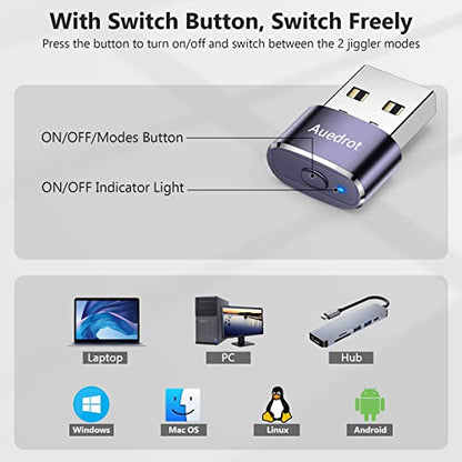 Auedrot USB Mouse Mover with Switch Button, Automatic Mouse Jiggler with 2 Modes, Keep Computer/Laptop Awake - Purple - color: Purple, style: 1 PCS
