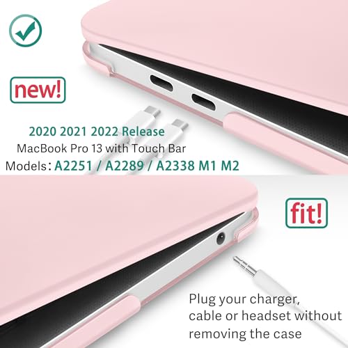 May Chen Compatible with MacBook Pro 13 inch Case 2022 2021 2020 Release Model A2338 M2 M1 A2251 A2289, Plastic Hard Shell Case Keyboard Cover for MacBook Pro 13 Touch Bar Fits Touch ID, Baby Pink - color: Baby pink