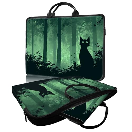 Laptop Bag,14 15 15.6 inch Laptop Case Sleeve,Computer Sleeve with Handle for Women Men,Carrying Case for MacBook,Dell,Lenovo,Notebook Computer,Green Black Cat - color: Green Black Cat