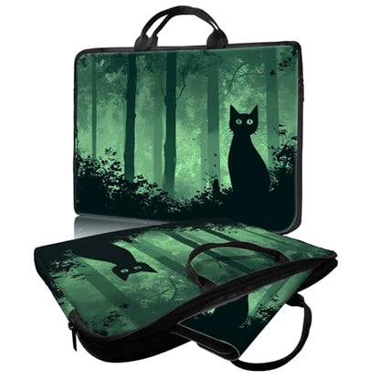 Laptop Bag,14 15 15.6 inch Laptop Case Sleeve,Computer Sleeve with Handle for Women Men,Carrying Case for MacBook,Dell,Lenovo,Notebook Computer,Green Black Cat - color: Green Black Cat