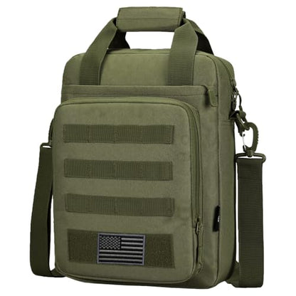 Tactical Messenger Bag, Laptop Briefcase MOLLE Shoulder Pack Handbag | Heavy Duty, Adjustable Strap, Water-resistan, Fit 14inch Tablet, Satchel Work Bag, for Outdoor, Hiking, Travel - color: Army Green