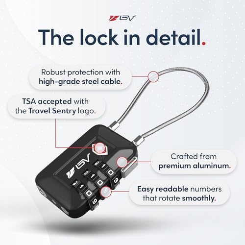 TSA Accepted Luggage Travel Lock, Set-Your-Own Combination Lock for School Gym Locker, Luggage Suitcase Baggage Locks, Filing Cabinets, Toolbox, Case (Black, 4 Pack) - color: Black 4-Pack