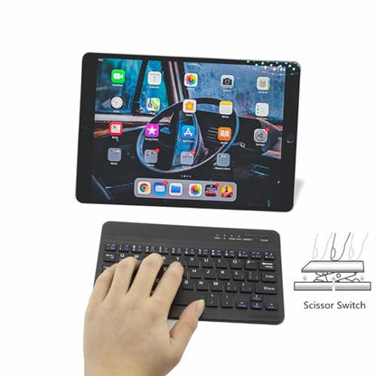 FLY WAY Portable Wireless Bluetooth 3.0 Keyboard,Ultra-Slim Mini Keypad 78 Keys Rechargeable Bluetooth Keyboard for iOS Android Windows Tablets and Other Bluetooth Devices(Black)