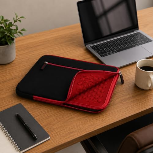 13 Inch Laptop Sleeve Neoprene Padded Case for Work and Commute - Red - color: Red