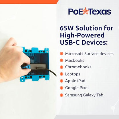 Gigabit PoE++ to USB-C Converter with 65W Power Delivery - size: 60w Gigabit Power + Data