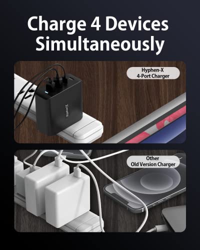 100W USB C Charger, 4 Port GaN Fast Charger Block Foldable Type C Charging Block Fast Charging Block Compatible with MacBook Pro/Air, iPhone 15/14/13/Mini/Pro/Pro Max/Samsung Galaxy(Black)