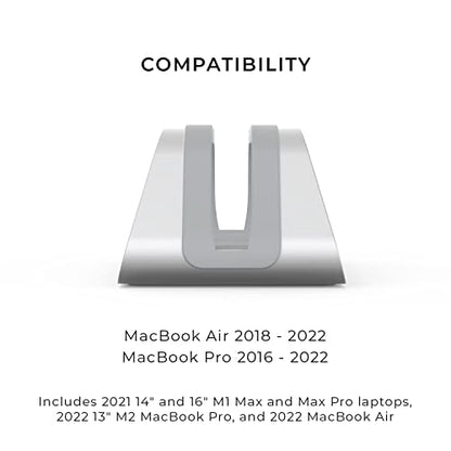 HumanCentric Vertical Laptop Stand Compatible with MacBook Pro & Air | PC Desk Stand, Aluminium, Exchangeable Inserts for Different Device Models, Fits MacBook Pro & MacBook Air, Silver Color - color: Silver