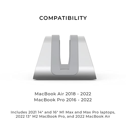 HumanCentric Vertical Laptop Stand Compatible with MacBook Pro & Air | PC Desk Stand, Aluminium, Exchangeable Inserts for Different Device Models, Fits MacBook Pro & MacBook Air, Silver Color - color: Silver
